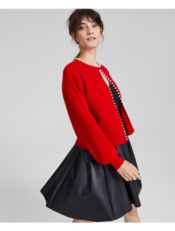 Imitation Pearl-Trimmed Cashmere Cardigan, Created for Macy's