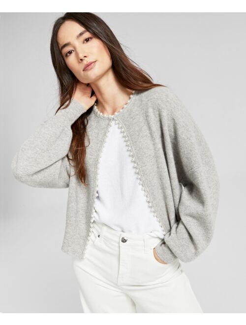 CHARTER CLUB Imitation Pearl-Trimmed Cashmere Cardigan, Created for Macy's