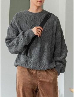 Men Cable Knit Drop Shoulder Sweater