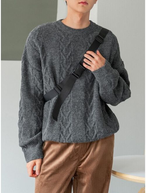DAZY Men Cable Knit Drop Shoulder Sweater