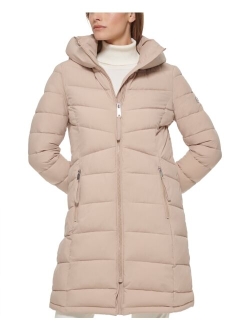 Women's Hooded Stretch Puffer Coat, Created for Macy's