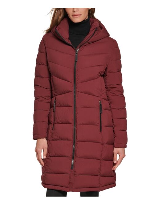 CALVIN KLEIN Women's Hooded Stretch Puffer Coat, Created for Macy's