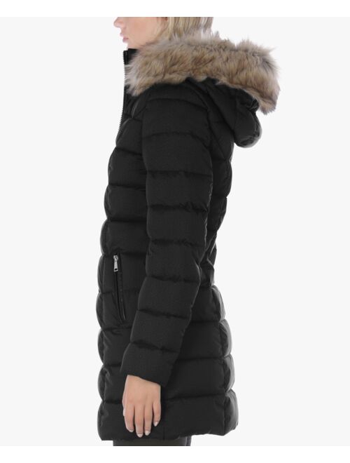 LAUNDRY BY SHELLI SEGAL Women's Faux-Fur-Trim Hooded Puffer Coat