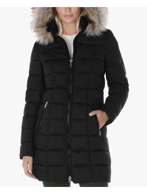 LAUNDRY BY SHELLI SEGAL Women's Faux-Fur-Trim Hooded Puffer Coat