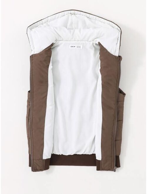 Shein Boys 1pc Zipper Hooded Vest Puffer Coat