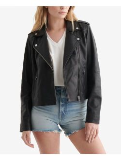 Women's Classic Leather Moto Jacket