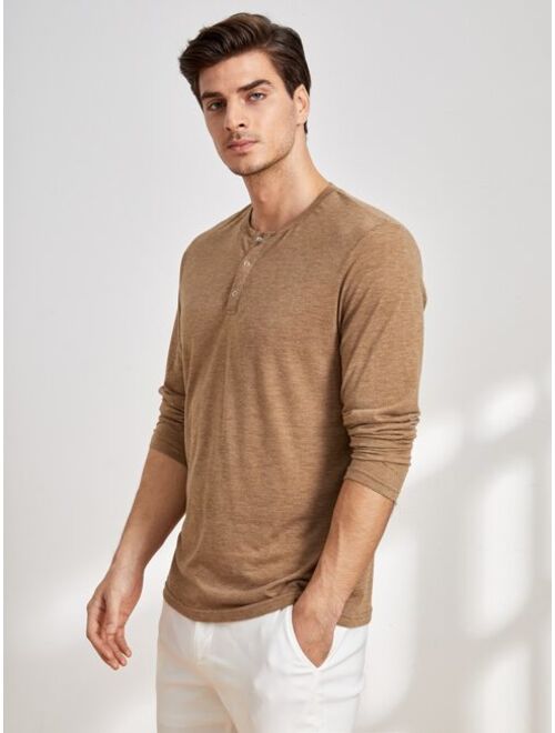 Manfinity Homme Men Button Half Placket Tee