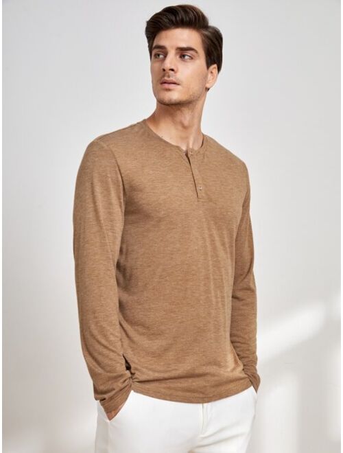 Manfinity Homme Men Button Half Placket Tee