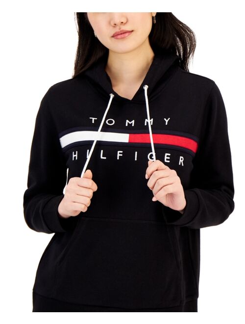 TOMMY HILFIGER Women's Long Sleeve Front Pocket Logo Sweatshirt
