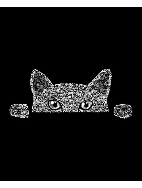 LA POP ART Women's Word Art Peeking Cat Hooded Sweatshirt