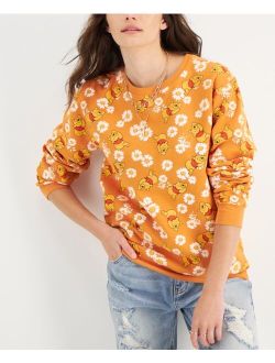 Juniors' Winnie The Pooh Floral-Print Sweatshirt