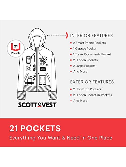 SCOTTeVEST Men's Hoodie Cotton Zip Sweatshirt | 21 Pockets | Anti-Pickpocket