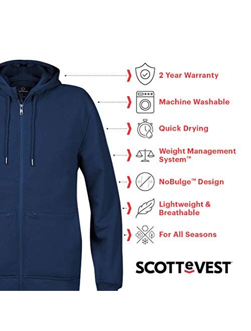 SCOTTeVEST Men's Hoodie Cotton Zip Sweatshirt | 21 Pockets | Anti-Pickpocket