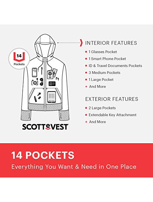 SCOTTeVEST Women's Chloe Fleece Travel Hoodie | 14 Pockets | Anti-Pickpocket