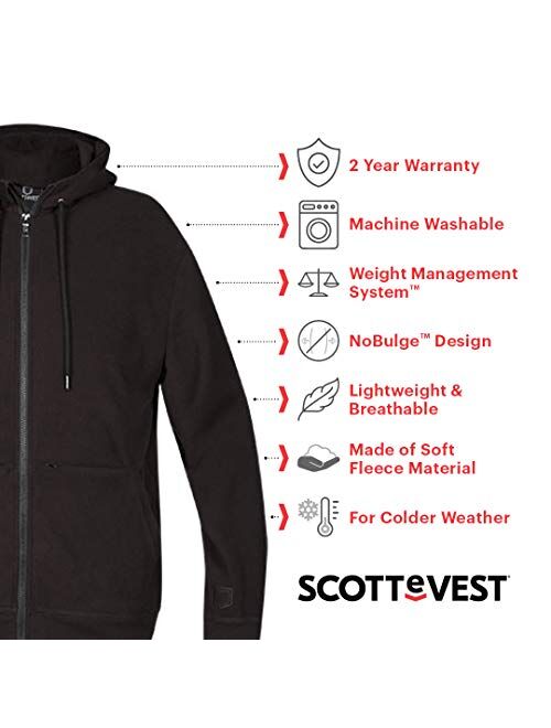SCOTTeVEST Men's Travel Hoodie Microfleece | 21 Secure Pockets | Anti-Pickpocket
