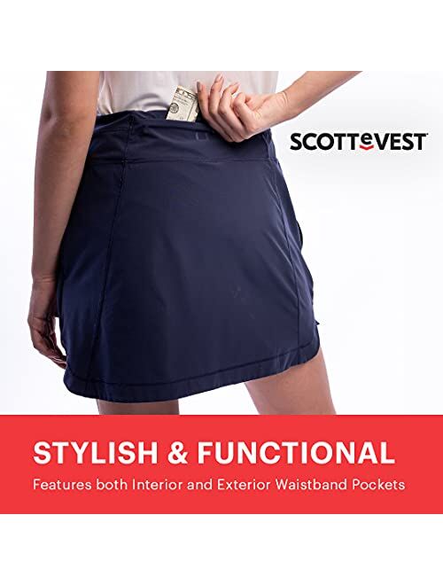 SCOTTeVEST Women's Workout & Travel Scarlett Skort | 8 Pockets | Anti-Pickpocket