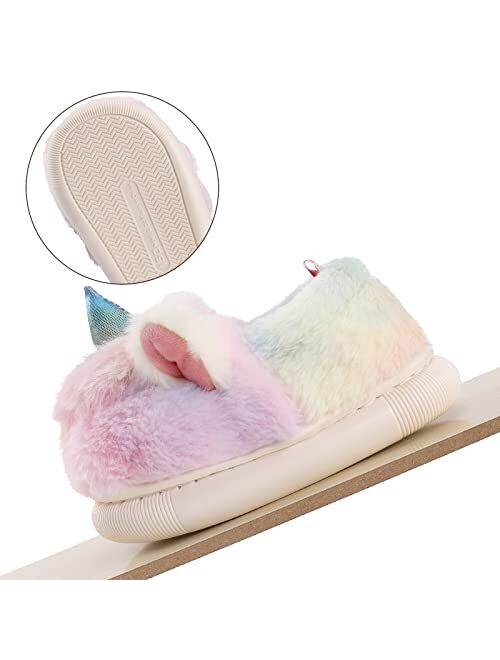 ESTAMICO Girls Slippers Cute Child Warm Plush Fleece House Slip-on Shoes