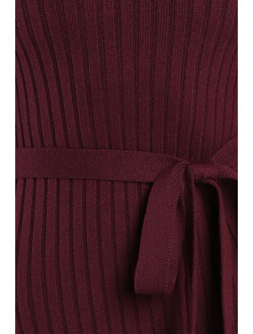 Lulus Abundant Allure Plum Purple One-Shoulder Sweater Dress