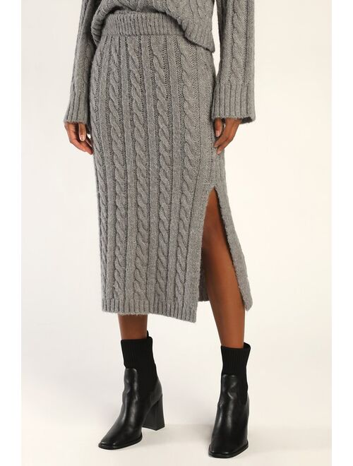 Lulus Together Again Heather Grey Cable Knit Two-Piece Sweater Dress