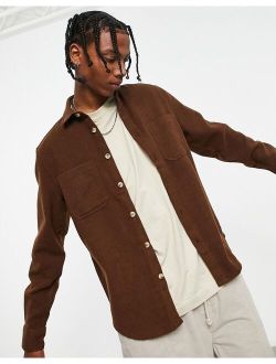 wool mix overshirt in mid brown