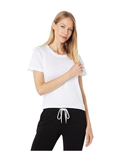 Monrow Women's Textured Tri-Blend Crewneck Tee, Layer-Friendly, Casual Fit & Super Soft Material