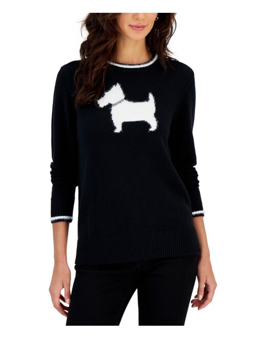 CHARTER CLUB Women's Scotty Dog Sweater, Created for Macy's
