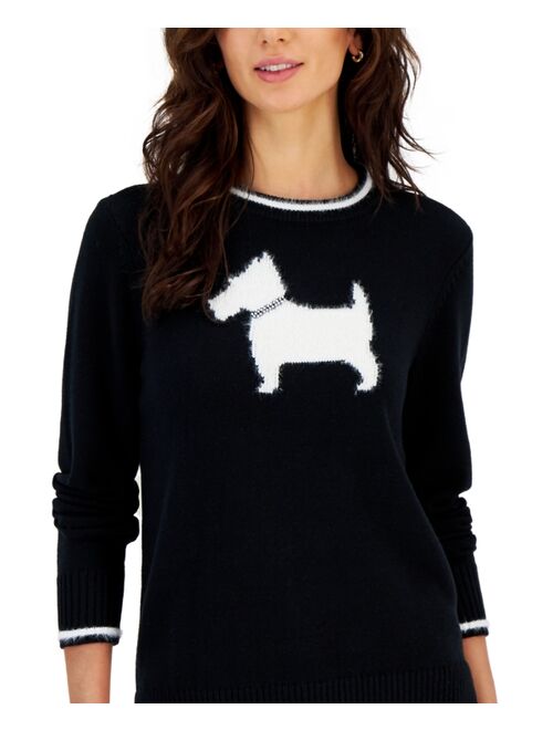 CHARTER CLUB Women's Scotty Dog Sweater, Created for Macy's