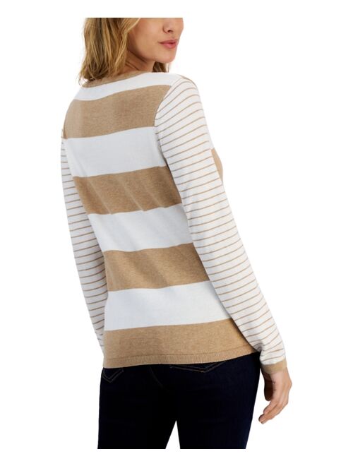 TOMMY HILFIGER Women's V-Neck Rugby Striped Sweater