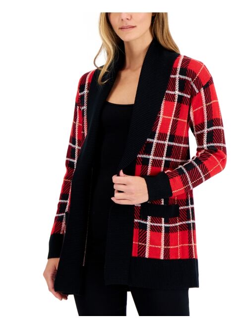 CHARTER CLUB Women's Plaid Open-Front Cardigan, Created for Macy's