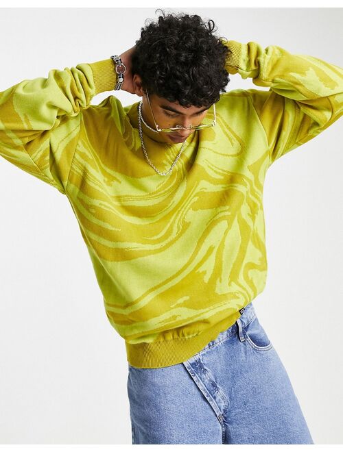 Vintage Supply marble knit sweater in green