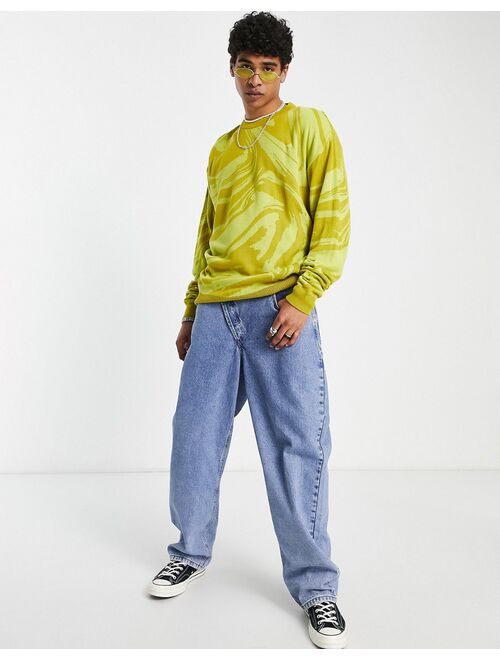 Vintage Supply marble knit sweater in green