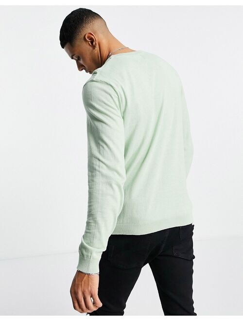 ASOS DESIGN cotton crew neck sweater in sage green