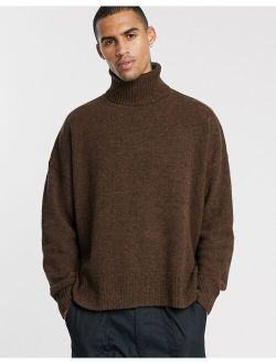 Weekday lamar wool turtleneck sweater in brown