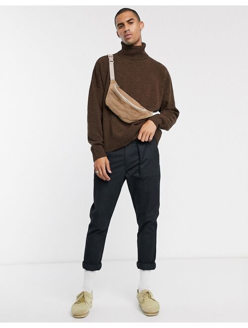 Weekday lamar wool turtleneck sweater in brown