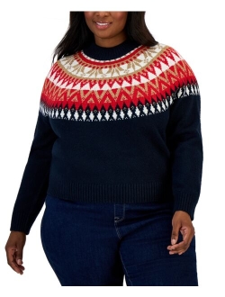 Plus Size Half Snowflake Raglan Sweater