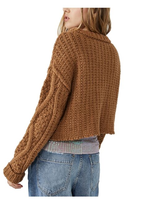FREE PEOPLE Women's Cutting Edge Solid Cable-Knit Sweater