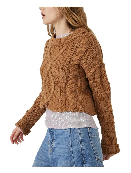 FREE PEOPLE Women's Cutting Edge Solid Cable-Knit Sweater