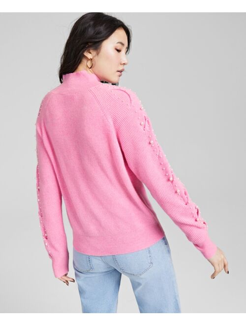 CHARTER CLUB Women's 100% Cashmere Embellished Sweater, Created for Macy's