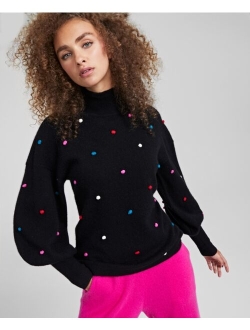 Cashmere Blouson-Sleeve Pop Sweater, Created for Macy's