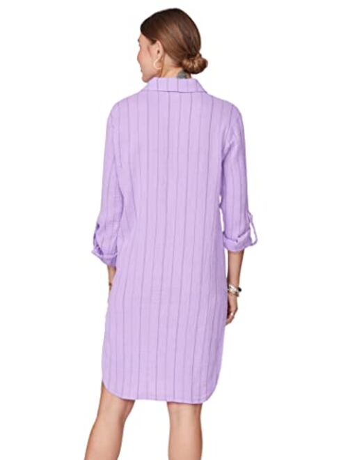 Monrow Women's Hd0455-1-pinstripe Gauze Shirt Dress