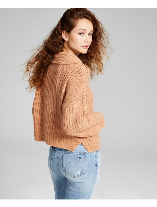 AND NOW THIS Women's Textured Quarter-Zip Sweater