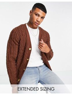 heavyweight cable knit cardigan in putty