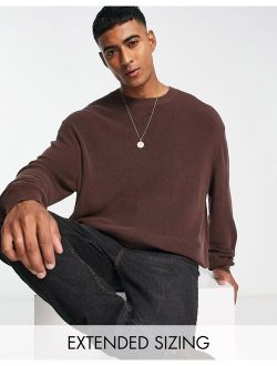 lightweight oversized rib sweater in brown