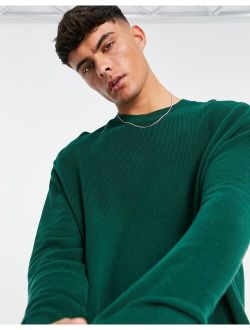 lightweight oversized rib sweater in forest green