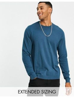 knit cotton sweater in dark blue