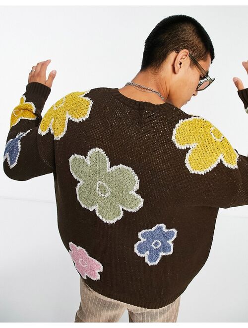 ASOS DESIGN knit sweater with boucle floral design