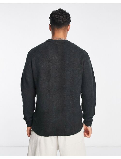 Pull&Bear relaxed wool blend sweater in black