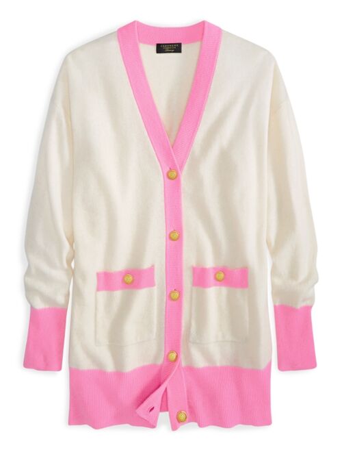 CHARTER CLUB Women's 100% Cashmere Colorblocked Cardigan, Created for Macy's