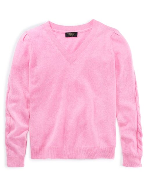 CHARTER CLUB Women's 100% Cashmere Cable-Sleeve Sweater, Created for Macy's