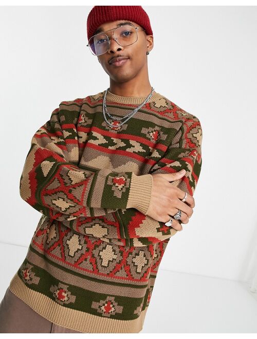 ASOS DESIGN knitted sweater with aztec pattern